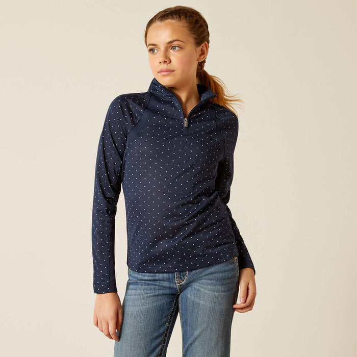 Ariat Youth Sunstopper 3.0 Quarter Zip Base Navy Dot