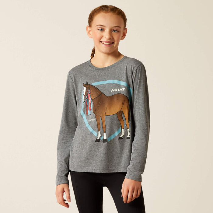 Ariat Youth Champion Pony Long Sleeved T-Shirt Grey