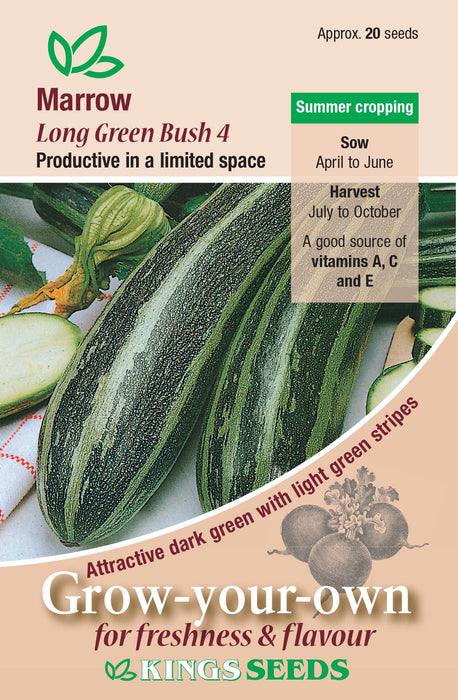 Kings Seeds Marrow Long Green Bush 4 Seeds