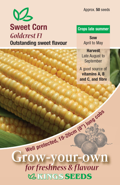 Kings Seeds Sweet Corn Goldcrest F1 Seeds