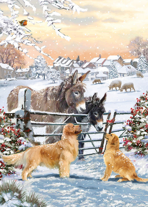 Country Cards Donkeys & Retreivers Christmas Card