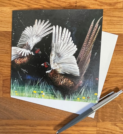 Pankhurst Gallery Fighting Pheasants Card