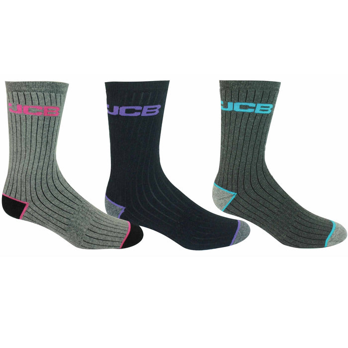 JCB Womens Outdoor Activity Grey Sock  4-7 3pk