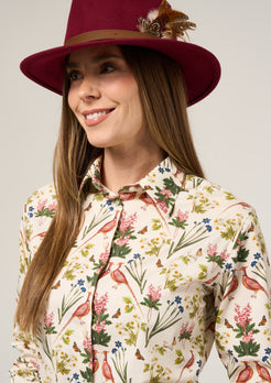 Alan & Paine Ladies Lawen Shirt Cream Floral