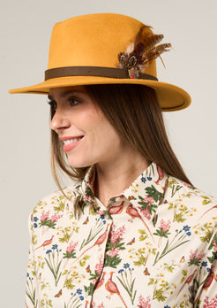 Alan & Paine Richmond Felt Hat Mustard Feather