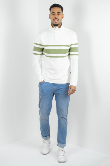 Buckley Conway Half Zip Jersey Top Off White