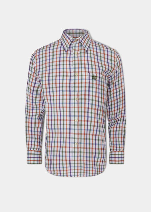 Alan & Paine Mens Ilkley Shirt Rust Check