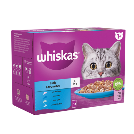 Whiskas 1+ Years Cat Pouches Fish Selection in Jelly 12 x 100g