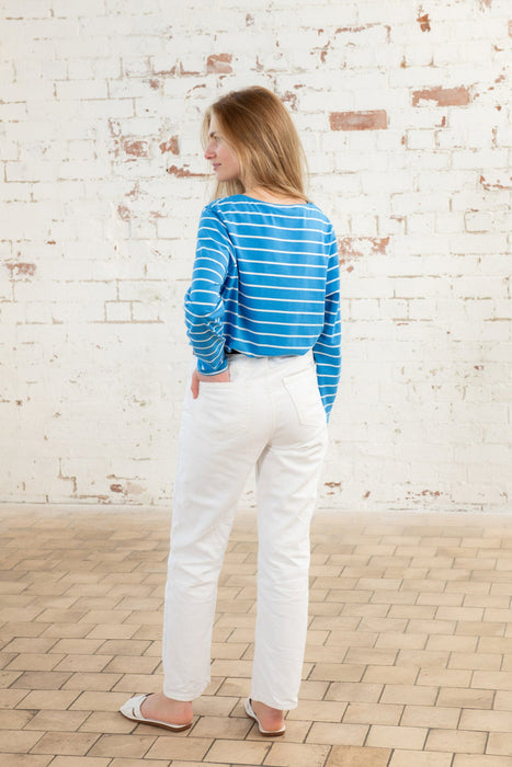 Lighthouse Causeway Breton Long Sleeve Top Azure Blue Stripe