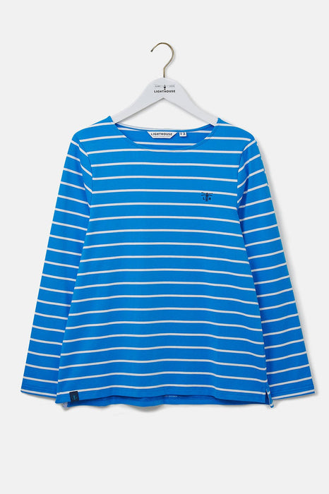 Lighthouse Causeway Breton Long Sleeve Top Azure Blue Stripe