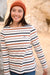 Lighthouse Causeway Long Sleeve Top Rust & Mocha Stripe