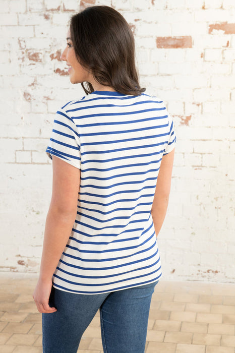 Lighthouse Causeway Short Sleeve Tee Indigo Stripe