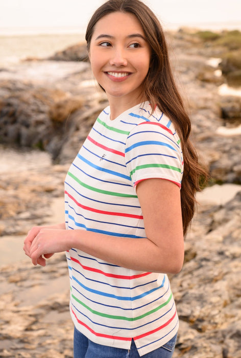 Lighthouse Causeway Short Sleeve Tee Seagrass Blue Poppy Stripe