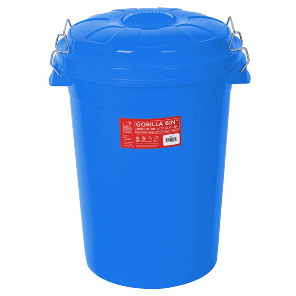 Red Gorilla Bin With Clip Lid Blue