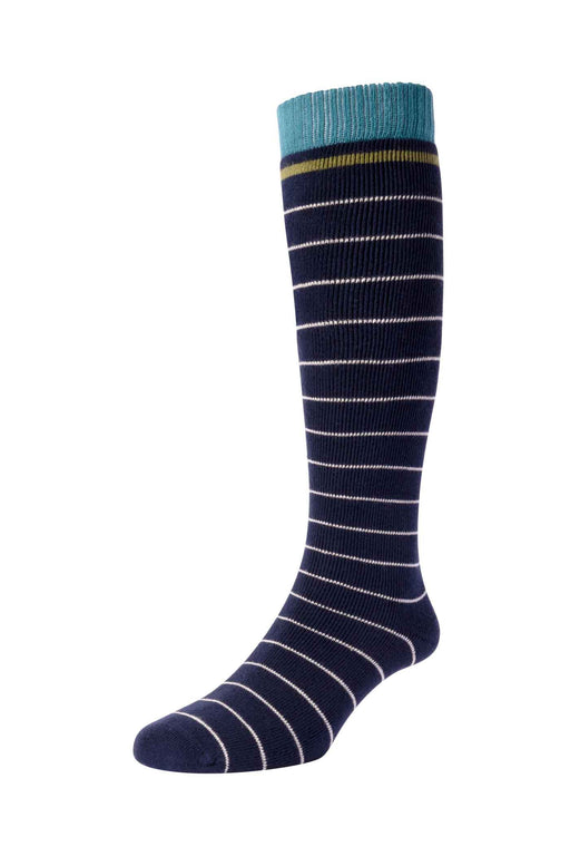 HJS Striped Welly Sock 4-7 Navy