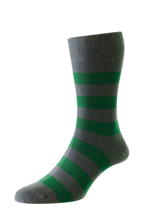 HJ Stripe Comfort Top Sock 6-11 Grey