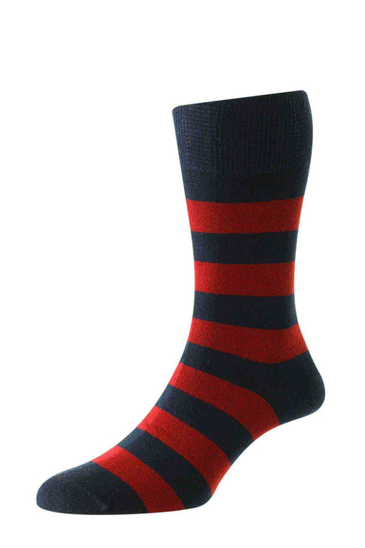 HJ Stripe Comfort Top Sock 6-11 Navy