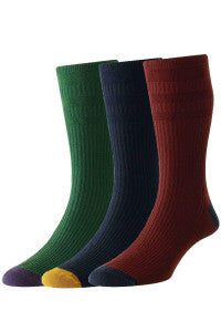 HJ Contrast Heel & Toe Sock 3pk Multi