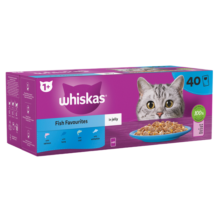 Whiskas 1+ Adult Fish Favourites In Jelly Pouches 40x85g