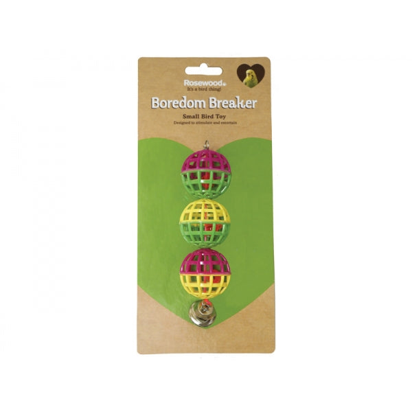 3 Lattice Balls With Bell Bird Toy