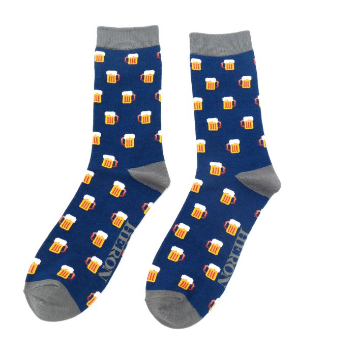 Mr Heron Beer Socks Navy