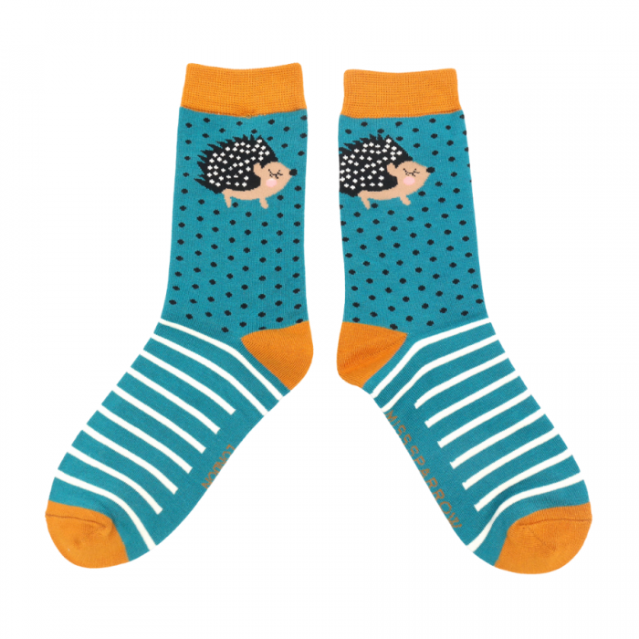 Miss Sparrow Little Hedgehogs Turquoise Socks