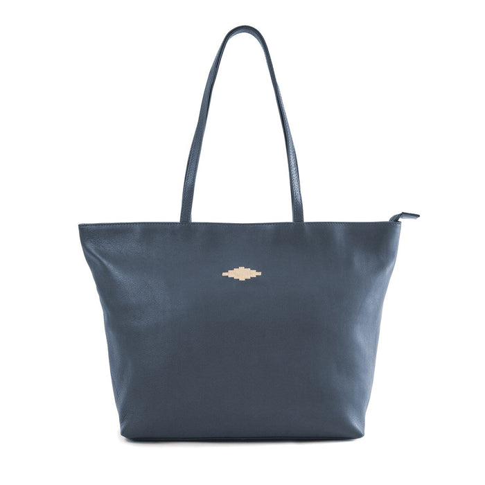 Trapecio Tote Bag Navy Leather